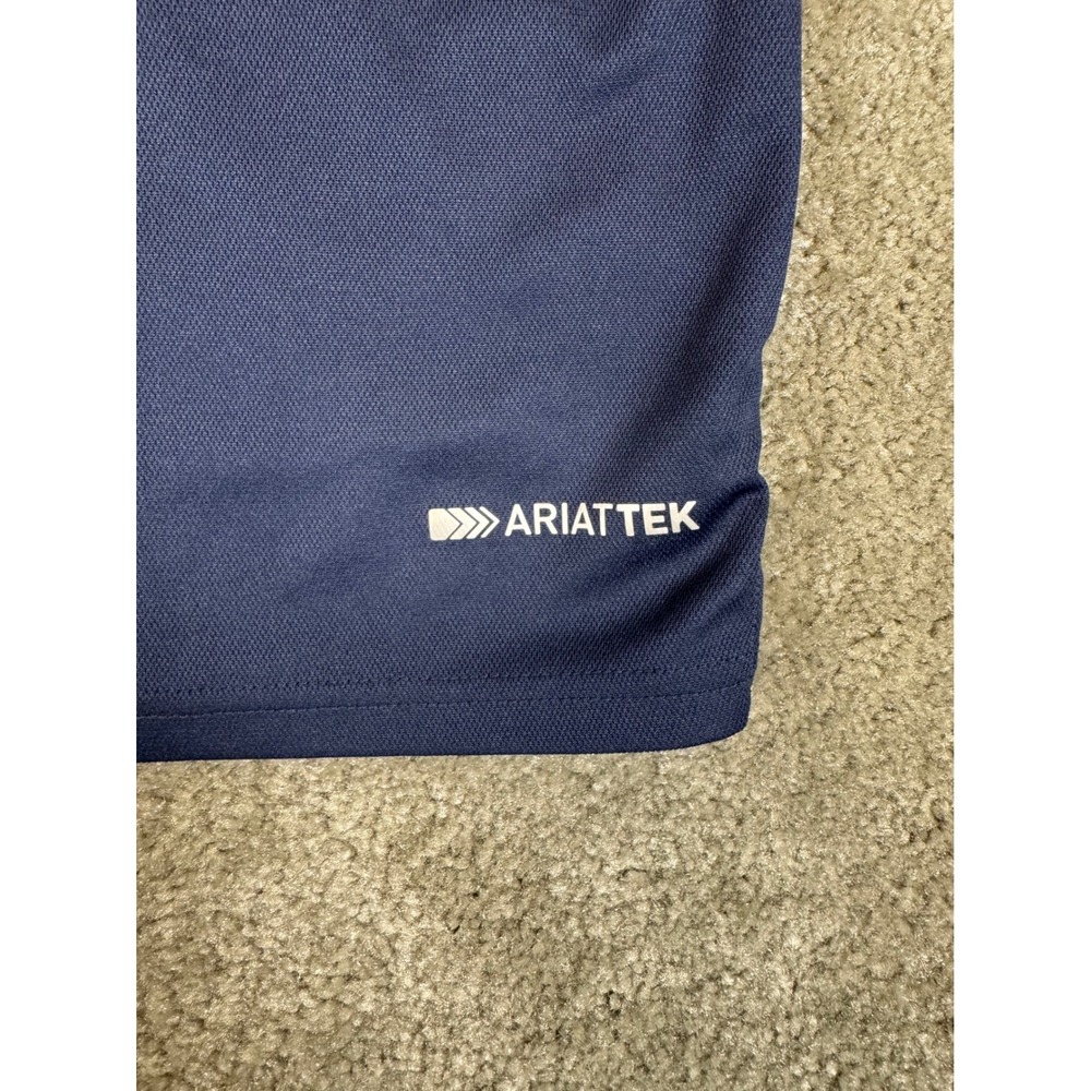 Ariat Mens AriatTEK Performance Polo Shirt Navy Blue Short Sleeve Size Large - Picture 8 of 9